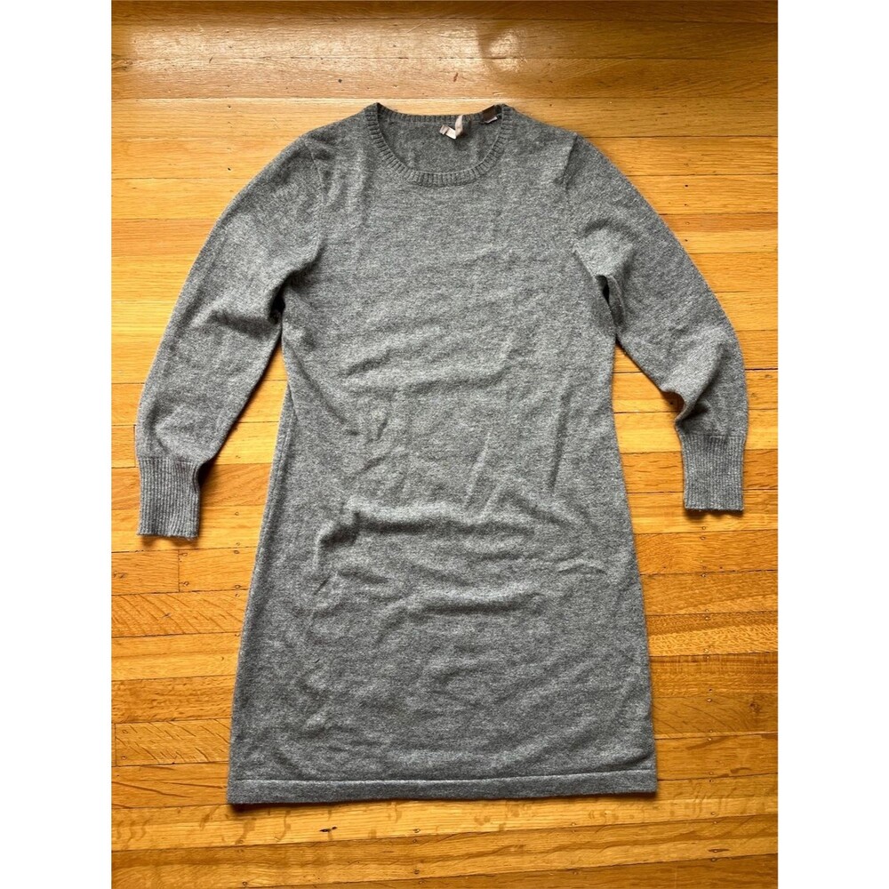 100% Cashmere Addiction Heather grey long sleeve minidress long tunic sweater M